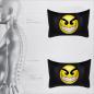 Preview: Auto Nackenkissen 20x30cm Nackenpolster Leder Schwarz mit Druck Design Smiley